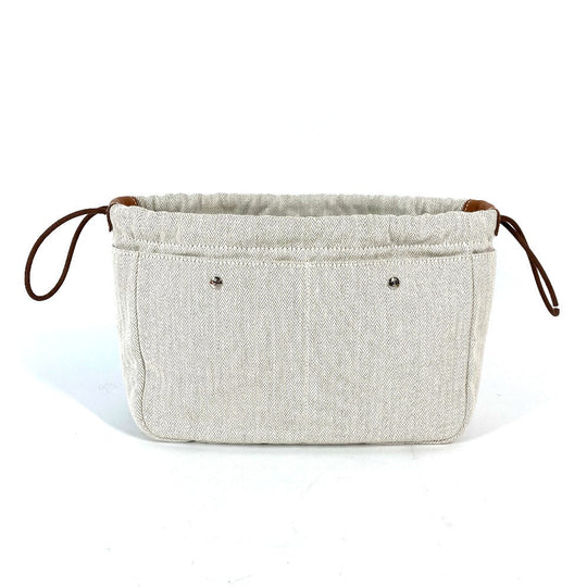 HERMES Pouch Toile Chevron Vaubarenia beige Foolby 25