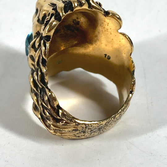GUCCI Ring 402763 metal gold Lion Animal Lion with Stone Women 19 Used Authentic