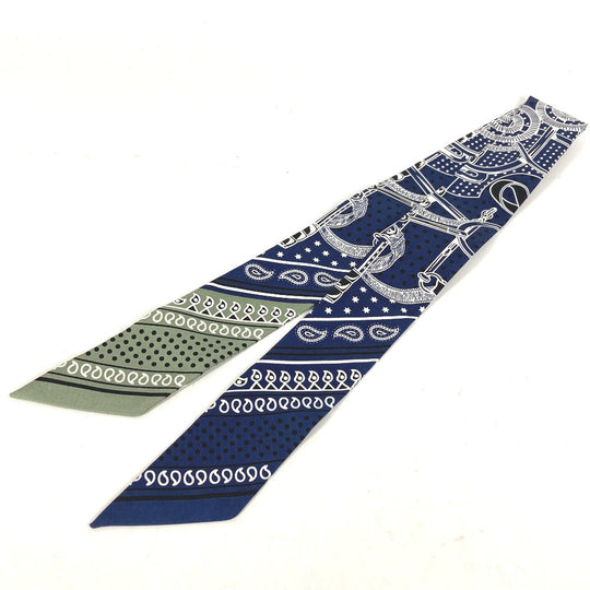 HERMES scarf silk Navy Twilly Twilly bandeau scarf Apron, doll, bandana