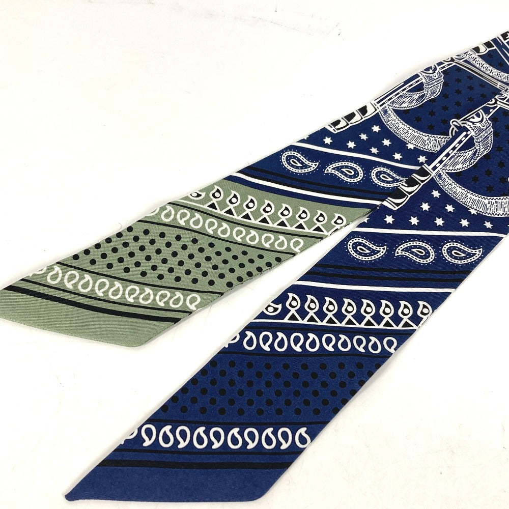 HERMES scarf silk Navy Twilly Twilly bandeau scarf Apron, doll, bandana