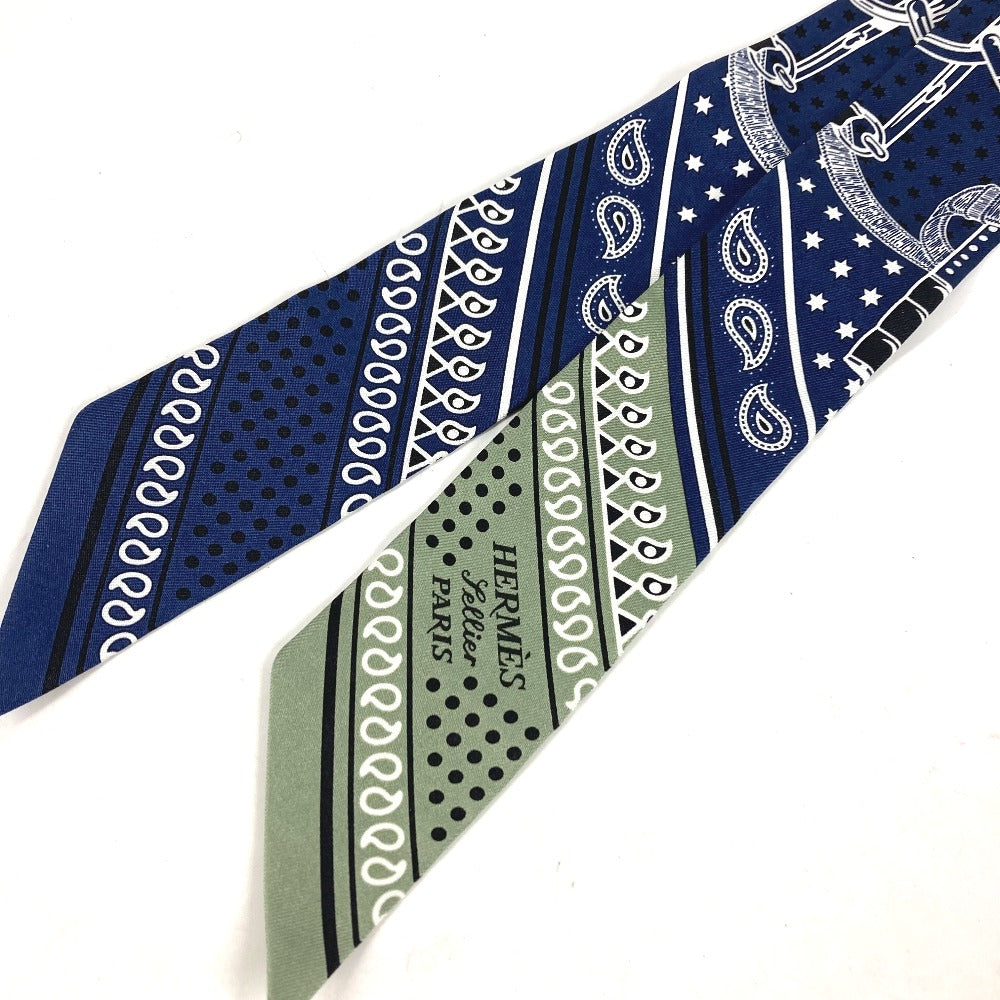 HERMES scarf silk Navy Twilly Twilly bandeau scarf Apron, doll, bandana