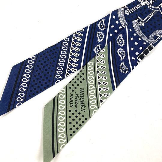 HERMES scarf silk Navy Twilly Twilly bandeau scarf Apron, doll, bandana