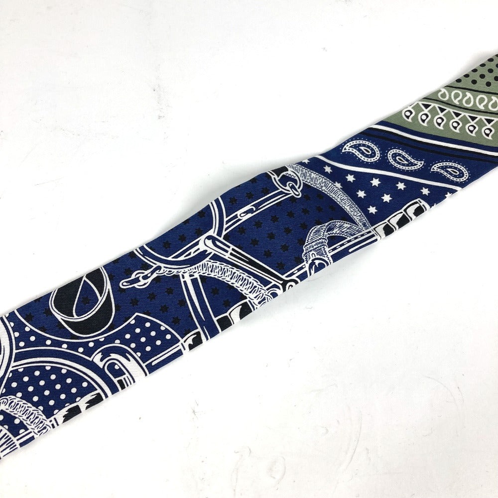HERMES scarf silk Navy Twilly Twilly bandeau scarf Apron, doll, bandana
