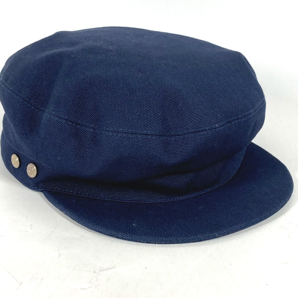HERMES cap cotton Navy hat Kabul Serie Button 57