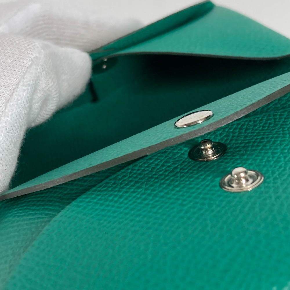 HERMES Coin case Epsom green Coin Pocket Coin case Wallet Calvi duo Women Used Authentic