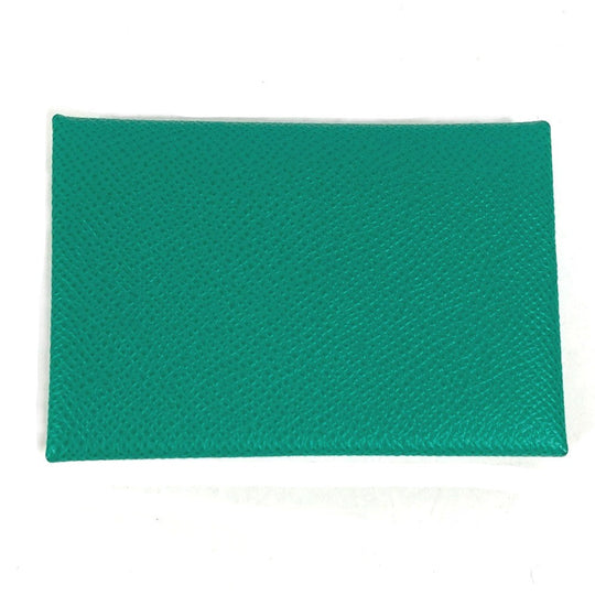 HERMES Coin case Epsom green Coin Pocket Coin case Wallet Calvi duo Women Used Authentic