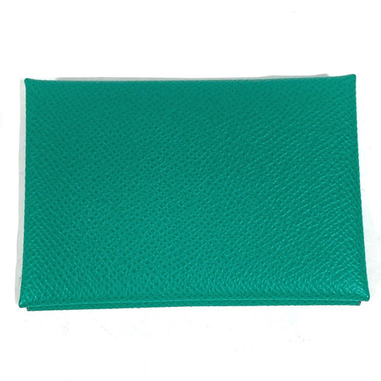 HERMES Coin case Epsom green Coin Pocket Coin case Wallet Calvi duo Women Used Authentic