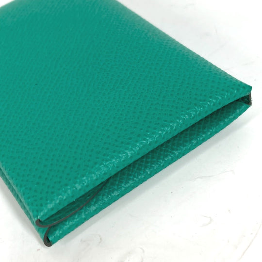 HERMES Coin case Epsom green Coin Pocket Coin case Wallet Calvi duo Women Used Authentic