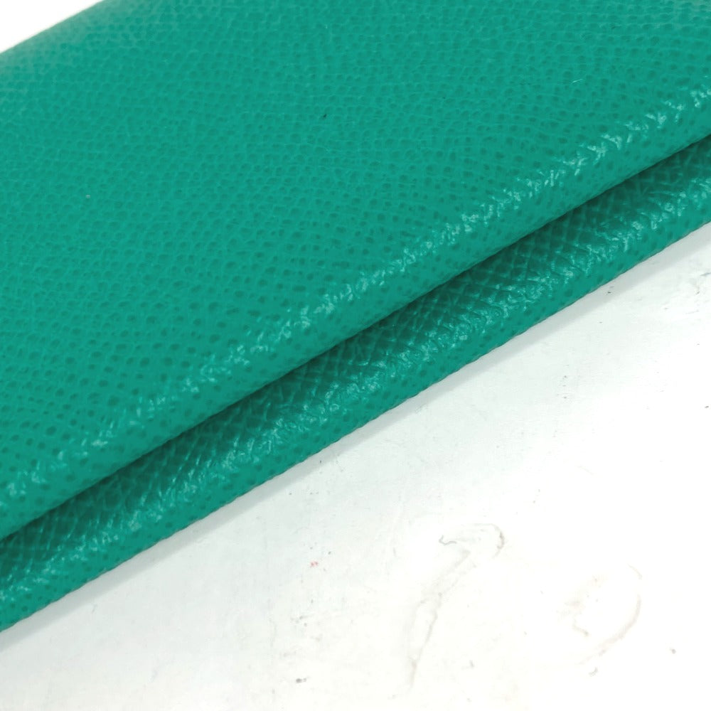HERMES Coin case Epsom green Coin Pocket Coin case Wallet Calvi duo Women Used Authentic
