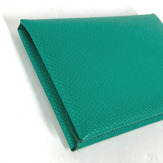 HERMES Coin case Epsom green Coin Pocket Coin case Wallet Calvi duo Women Used Authentic