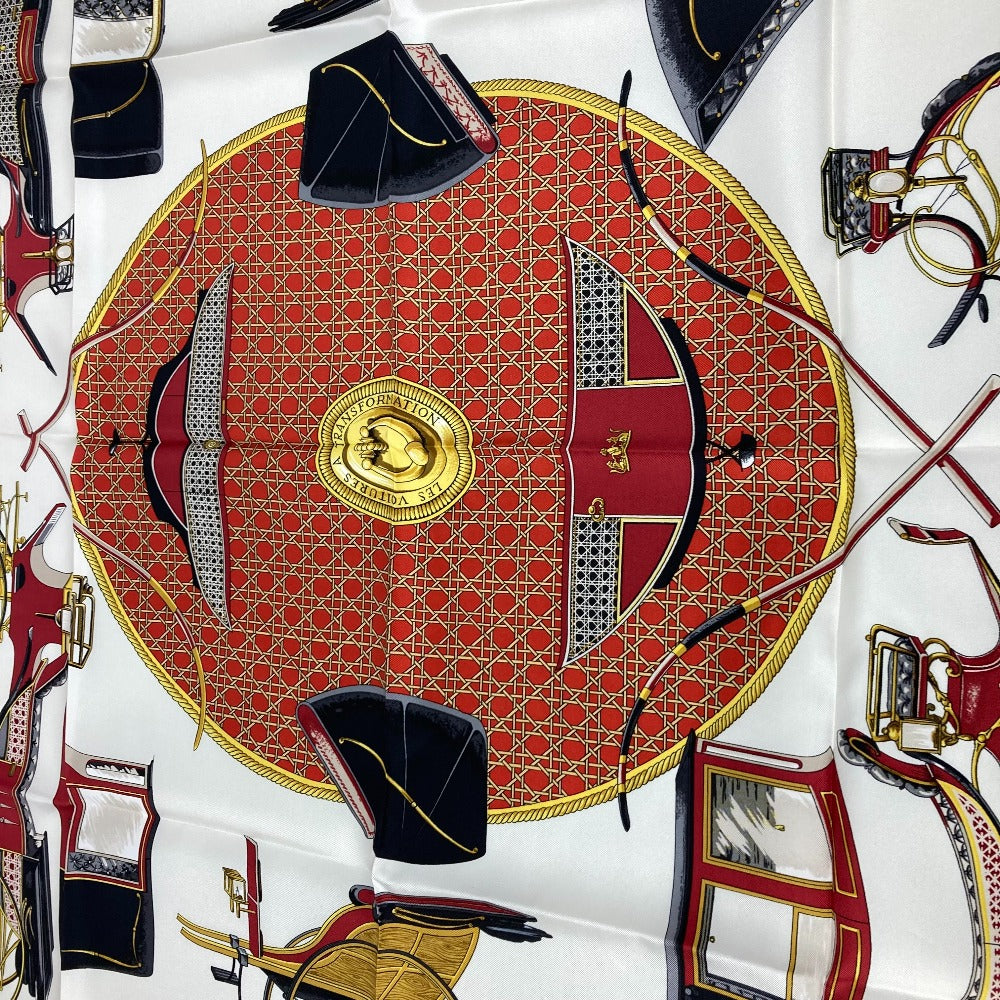 HERMES scarf silk Red The Evolution of Horse-Drawn Carriages Carre90