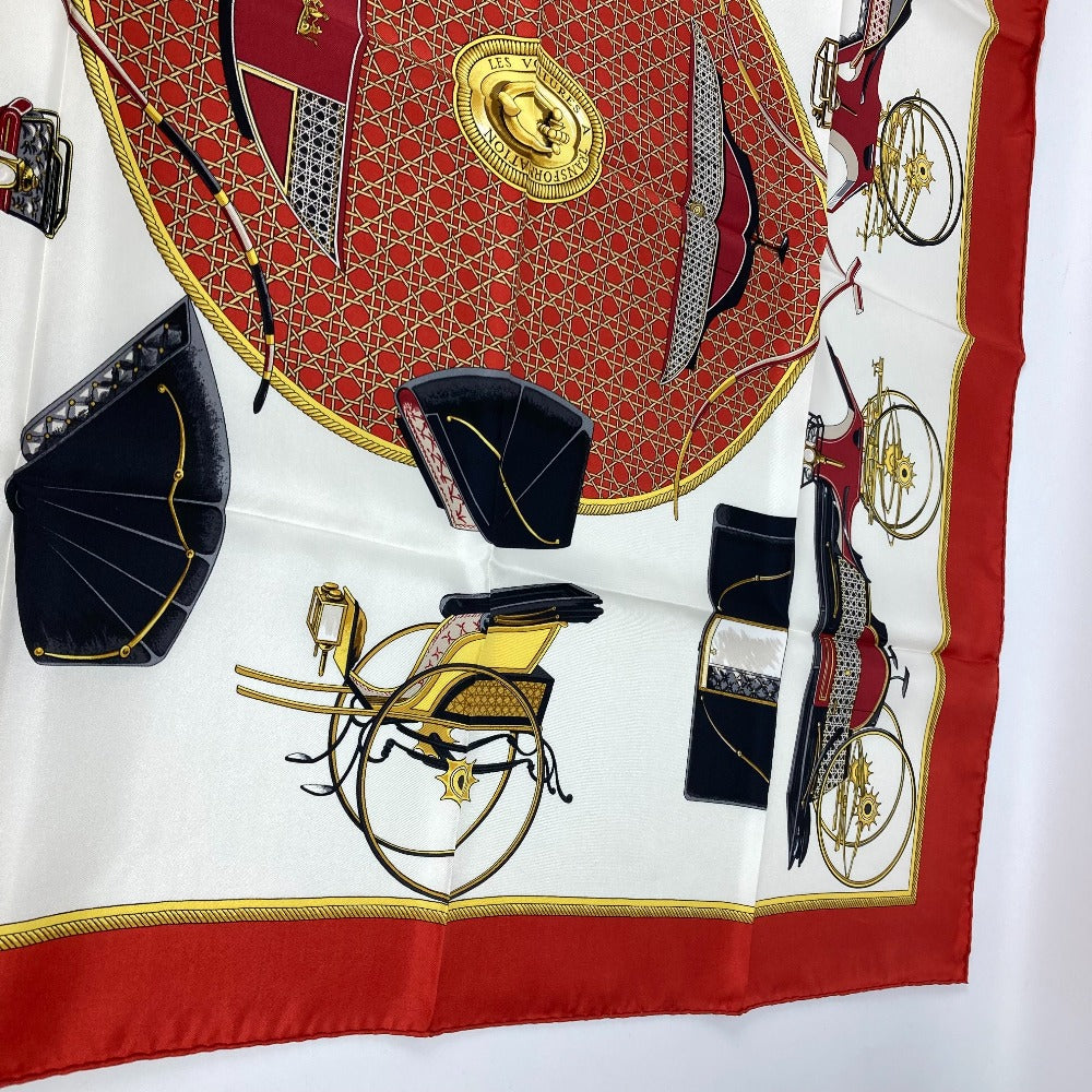 HERMES scarf silk Red The Evolution of Horse-Drawn Carriages Carre90