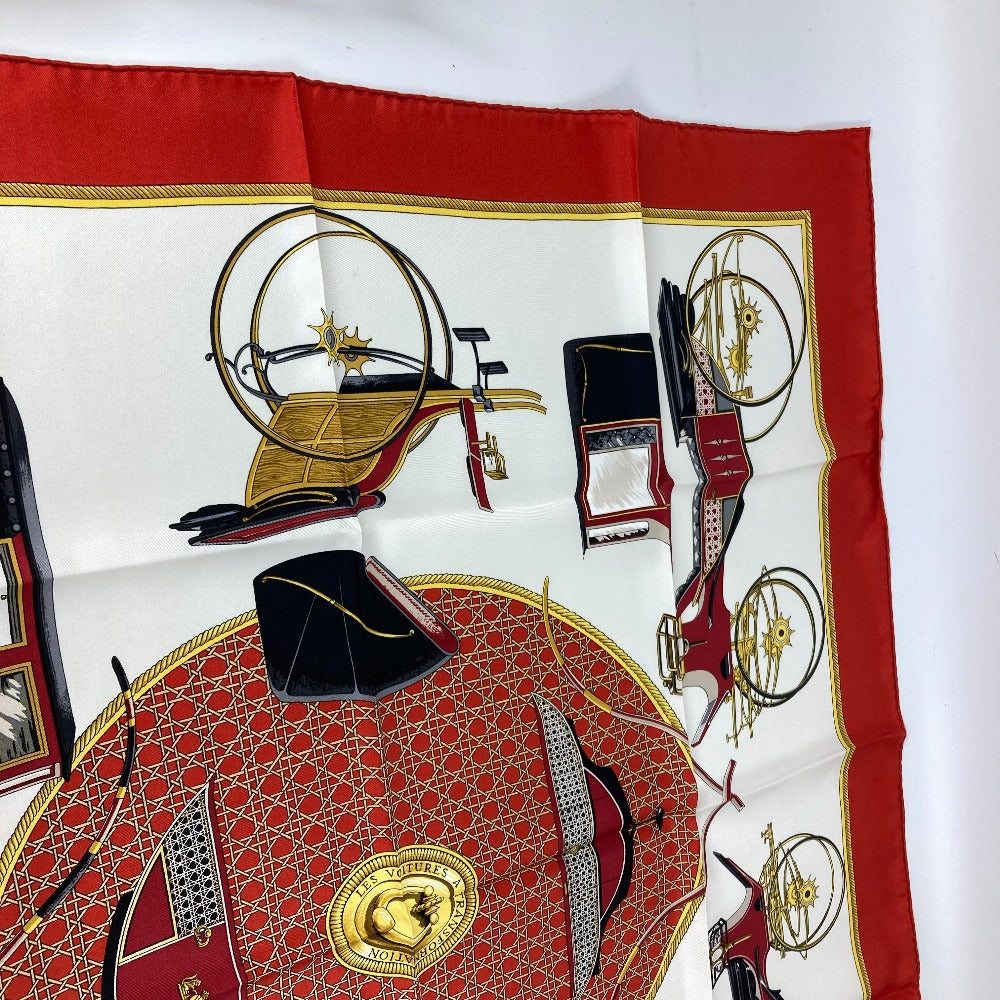 HERMES scarf silk Red The Evolution of Horse-Drawn Carriages Carre90