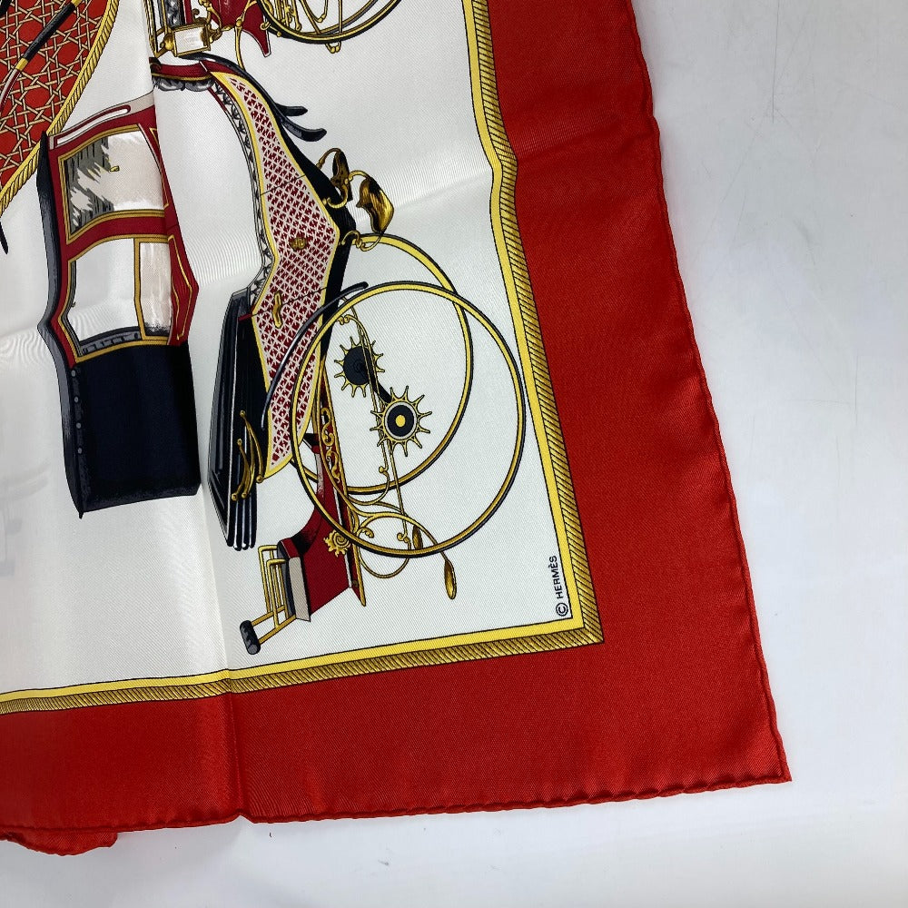 HERMES scarf silk Red The Evolution of Horse-Drawn Carriages Carre90