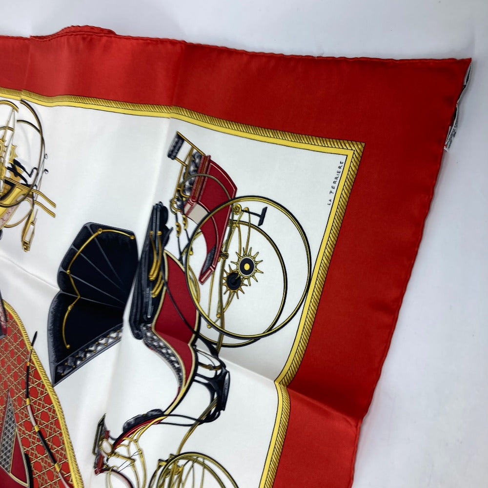 HERMES scarf silk Red The Evolution of Horse-Drawn Carriages Carre90