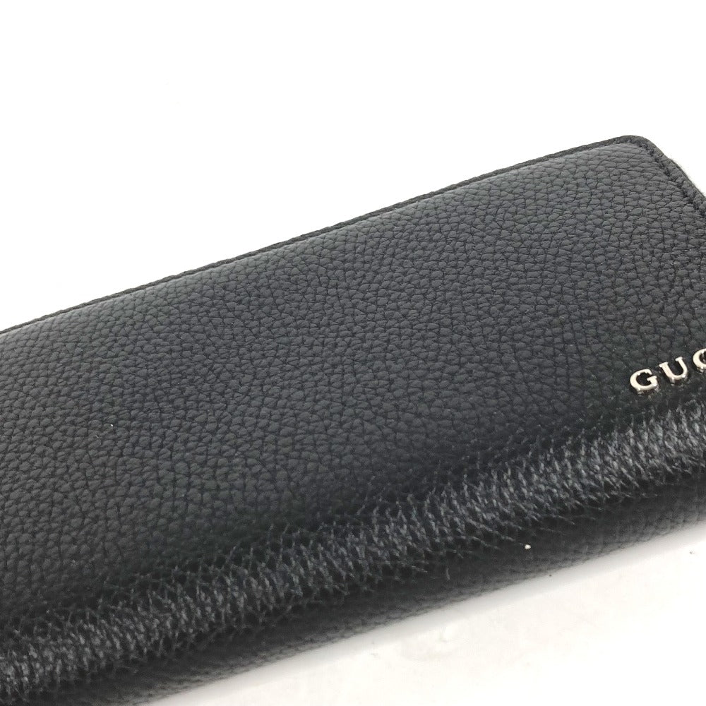 GUCCI Long Wallet Purse 771154 leather black Long wallet logo zip around wallet mens Used Authentic