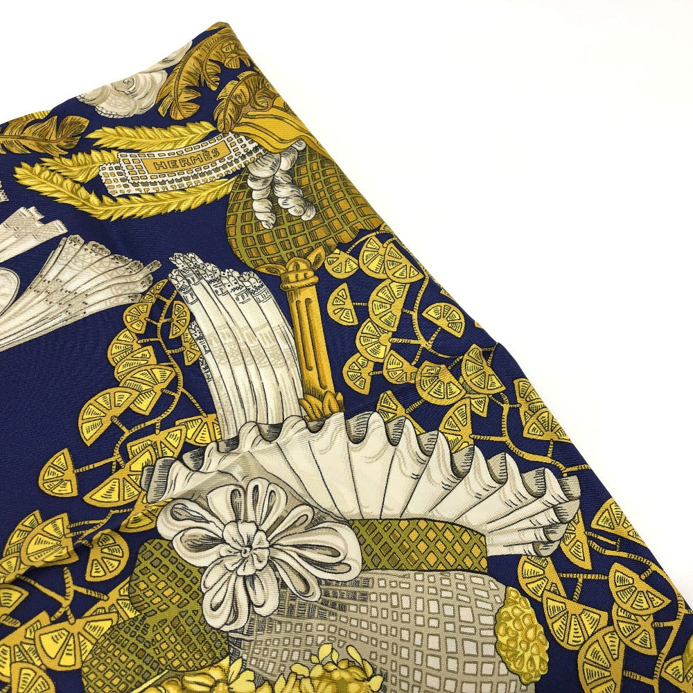 HERMES scarf silk blue Carre 90