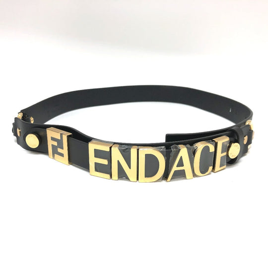 FENDI belt 8CO662 leather black Versace VERSACE collaboration FENDACE FENDACE mens 90 Used Authentic