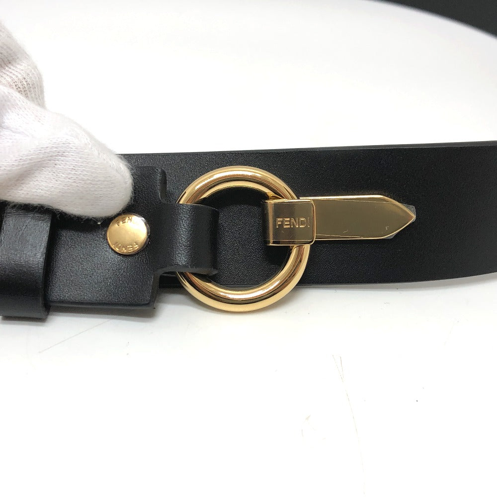FENDI belt 8CO662 leather black Versace VERSACE collaboration FENDACE FENDACE mens 90 Used Authentic
