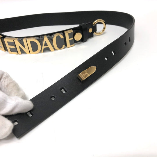 FENDI belt 8CO662 leather black Versace VERSACE collaboration FENDACE FENDACE mens 90 Used Authentic