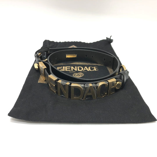 FENDI belt 8CO662 leather black Versace VERSACE collaboration FENDACE FENDACE mens 90 Used Authentic