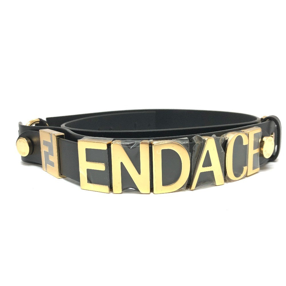 FENDI belt 8CO662 leather black Versace VERSACE collaboration FENDACE FENDACE mens 90 Used Authentic