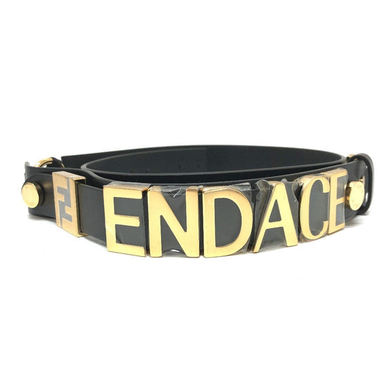 FENDI belt 8CO662 leather black Versace VERSACE collaboration FENDACE FENDACE mens 90 Used Authentic