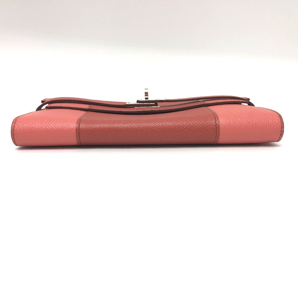 HERMES Long Wallet Purse Epsom pink Long wallet Kelly Wallet Flag Women Used Authentic