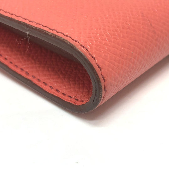 HERMES Long Wallet Purse Epsom pink Long wallet Kelly Wallet Flag Women Used Authentic