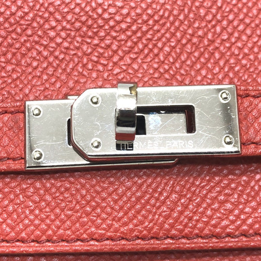 HERMES Long Wallet Purse Epsom pink Long wallet Kelly Wallet Flag Women Used Authentic