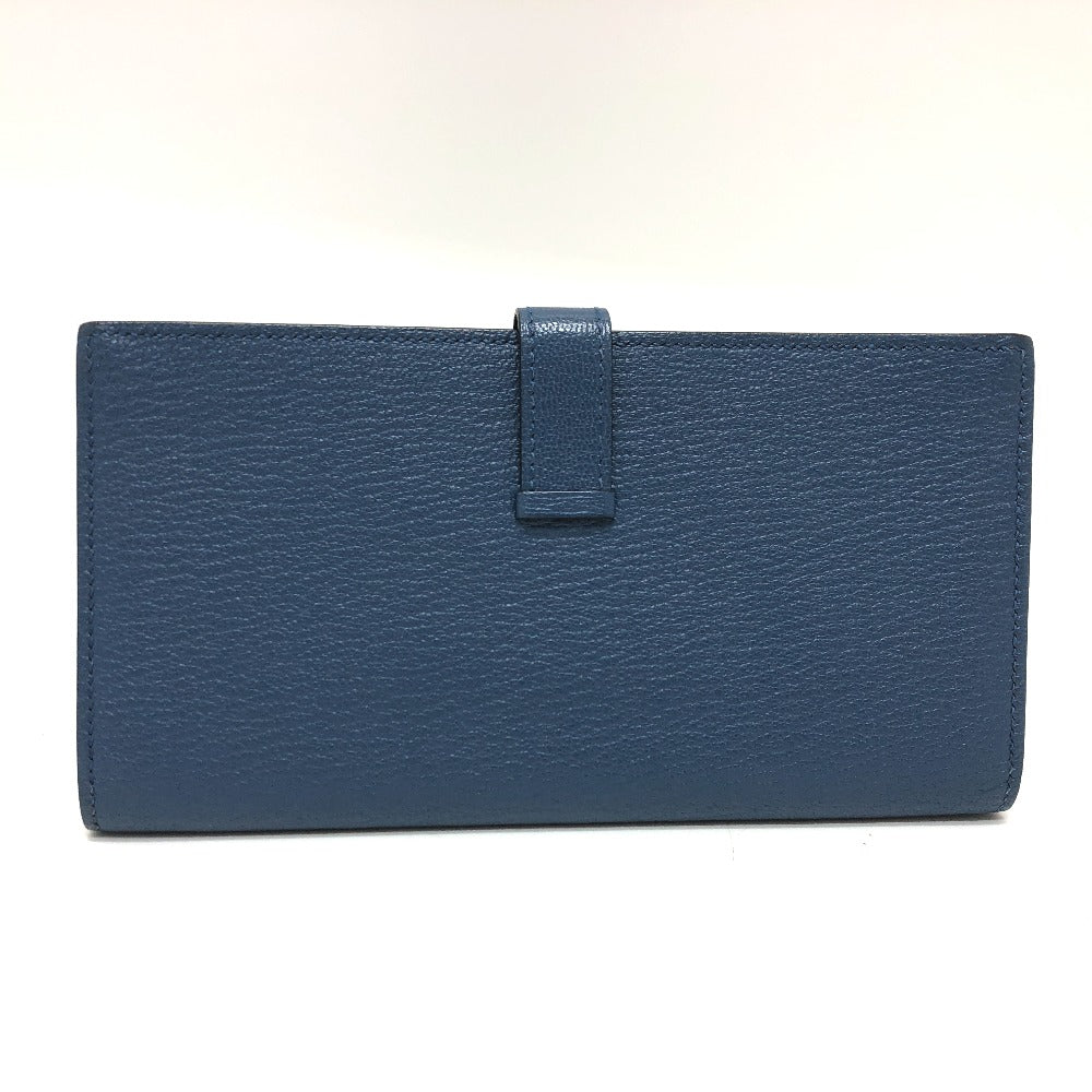 HERMES Long Wallet Purse Shave blue Long wallet Beansufla Women Secondhand Authentic