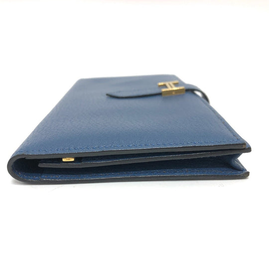 HERMES Long Wallet Purse Shave blue Long wallet Beansufla Women Secondhand Authentic