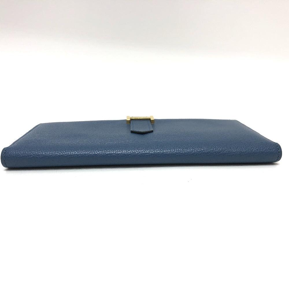 HERMES Long Wallet Purse Shave blue Long wallet Beansufla Women Secondhand Authentic