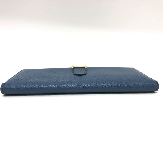 HERMES Long Wallet Purse Shave blue Long wallet Beansufla Women Secondhand Authentic