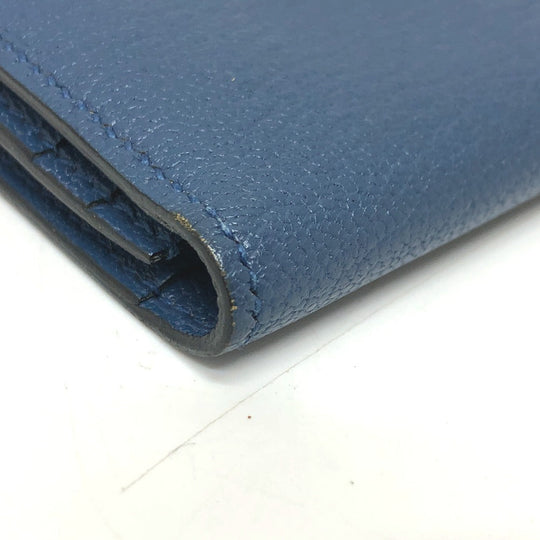 HERMES Long Wallet Purse Shave blue Long wallet Beansufla Women Secondhand Authentic