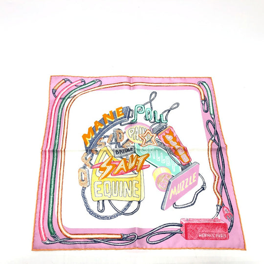HERMES scarf silk multicolor Chevaloscope Neon Chevaloscope Neon Carre45 Women Used Authentic