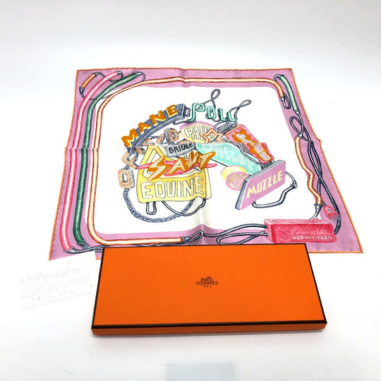 HERMES scarf silk multicolor Chevaloscope Neon Chevaloscope Neon Carre45 Women Used Authentic
