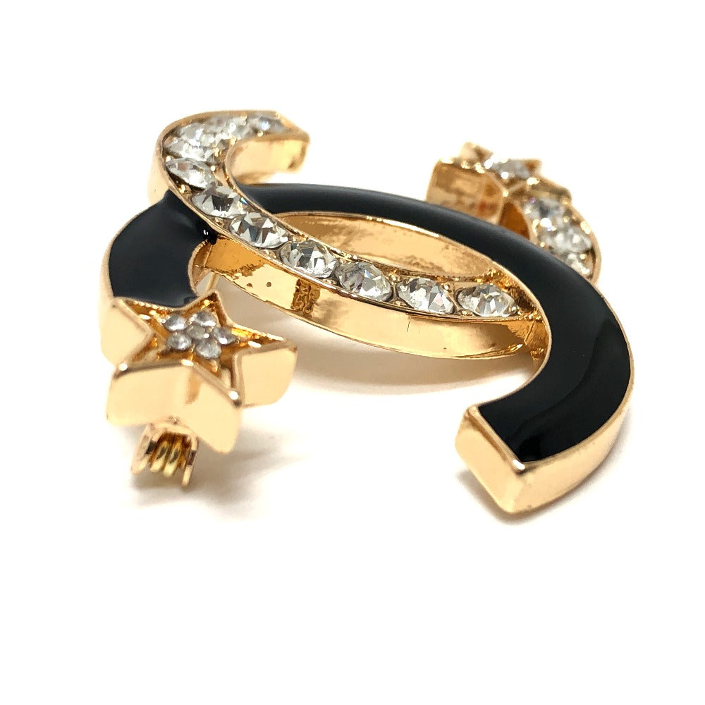 CHANEL Brooch metal gold 23A CC COCO Mark Star Rhinestone Women Used Authentic