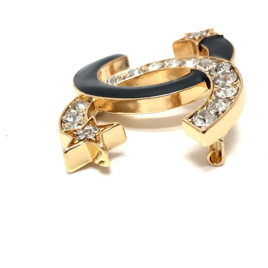 CHANEL Brooch metal gold 23A CC COCO Mark Star Rhinestone Women Used Authentic