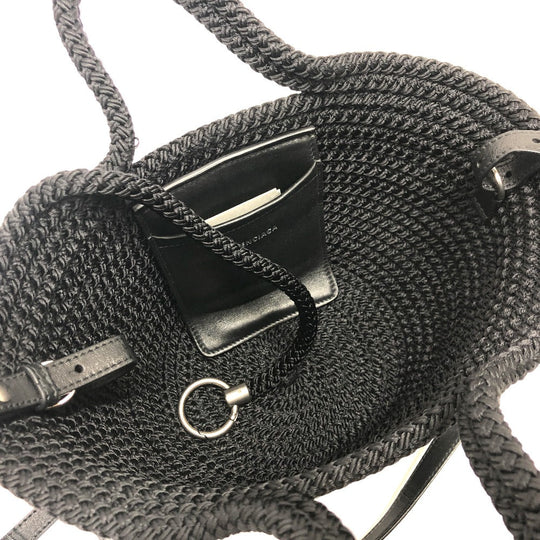 BALENCIAGA Shoulder Bag 695612 Nylon, Lambskin black Ibiza small basket bag Women Used Authentic