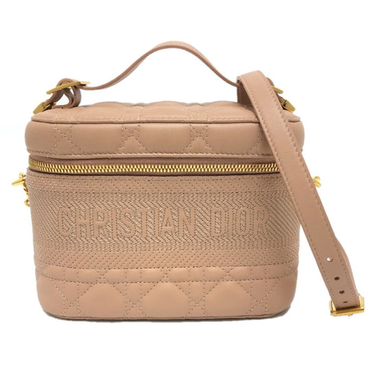 Dior Handbag Lambskin, Canvas pink Dior Travel Small Vanity Vanity Bag Women Used Authentic