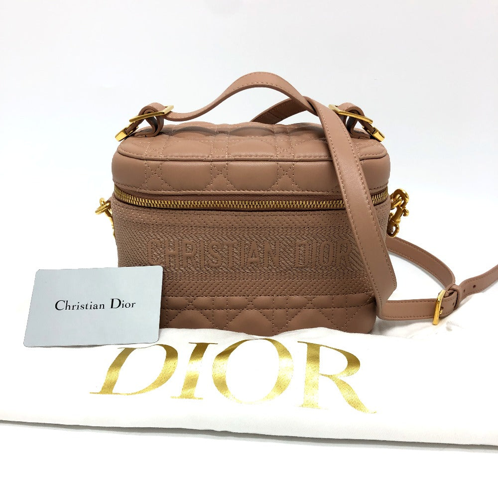 Dior Handbag Lambskin, Canvas pink Dior Travel Small Vanity Vanity Bag Women Used Authentic