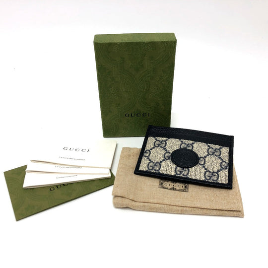 GUCCI Card Case 673002 GG Supreme canvas, leather Navy GG Supreme GG Card Case