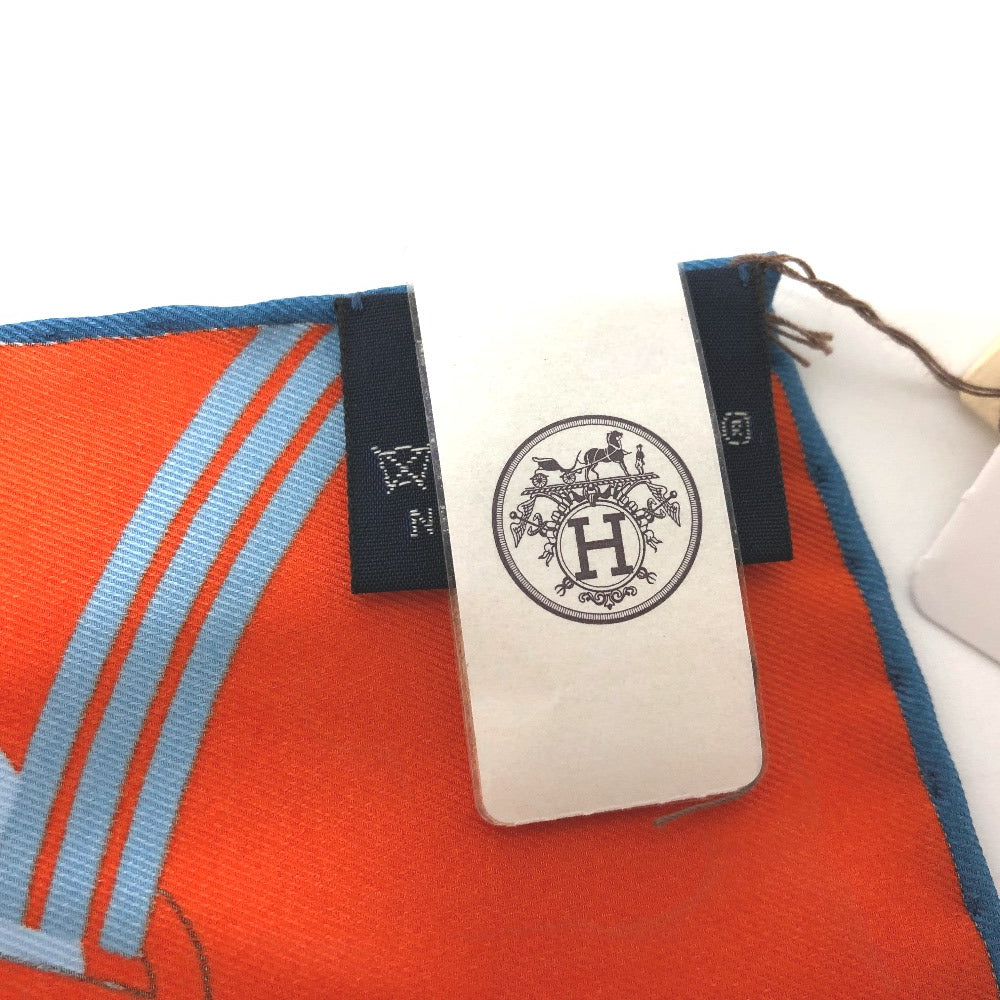 HERMES scarf silk Orange Pochette 45 Correspondance Carre45 Women Used Authentic