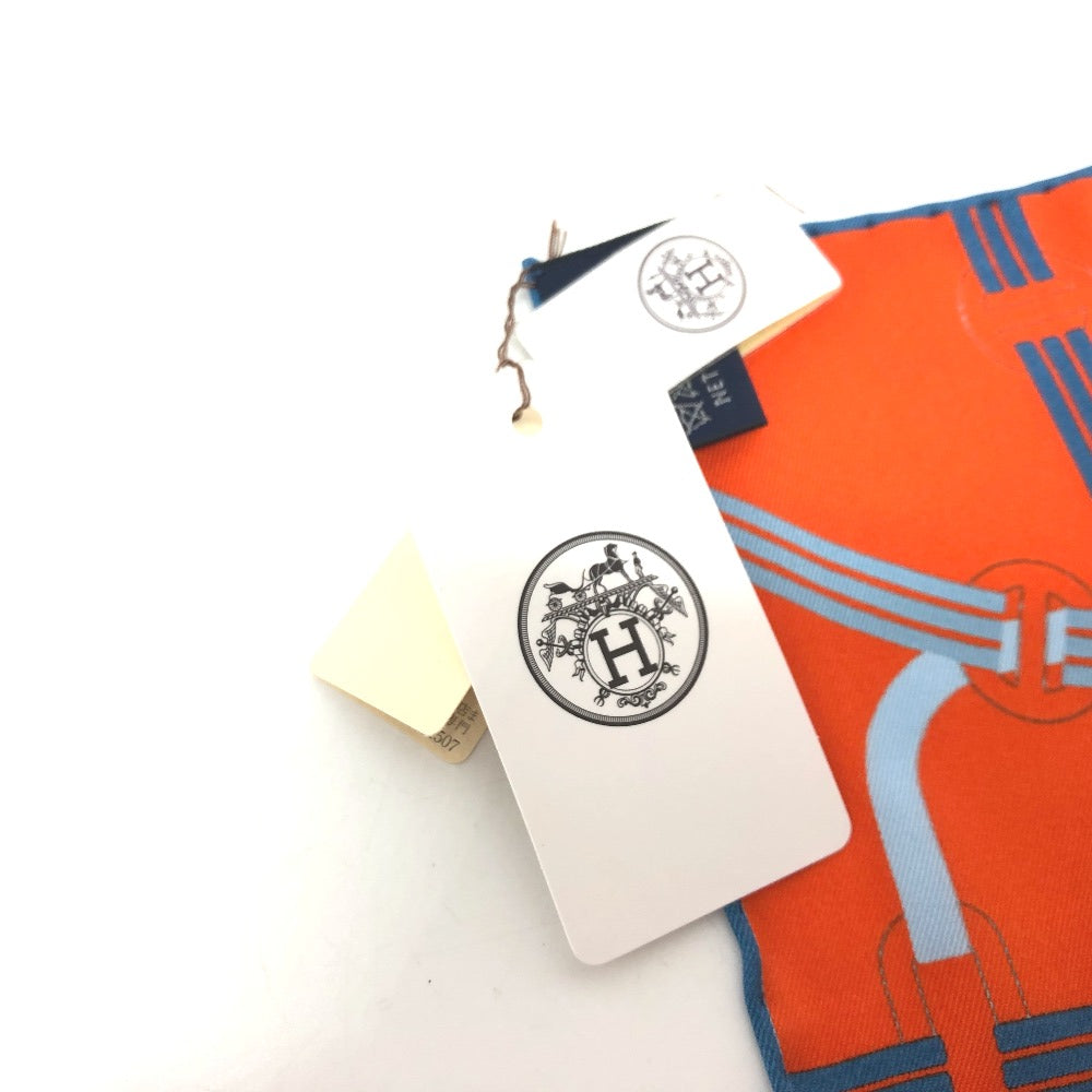 HERMES scarf silk Orange Pochette 45 Correspondance Carre45 Women Used Authentic