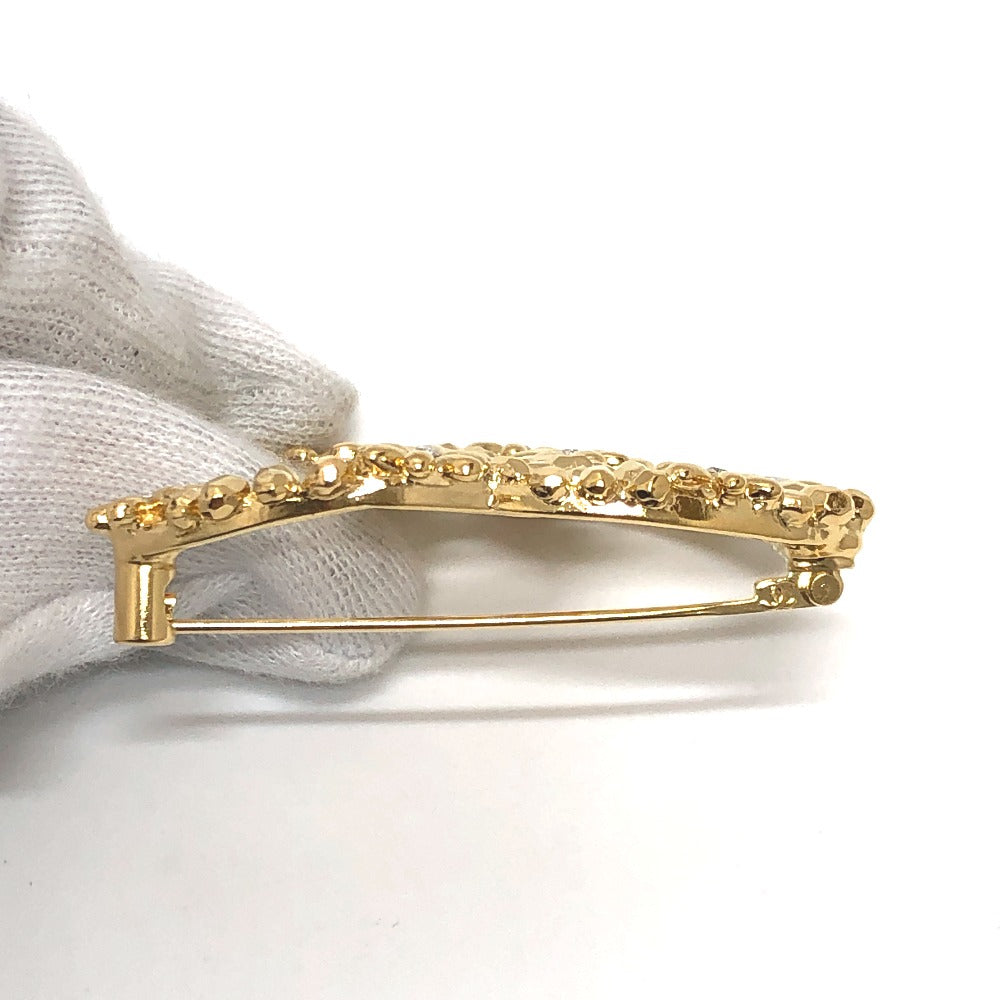CHANEL Brooch metal gold 23A CC COCO Mark Flower Rhinestone