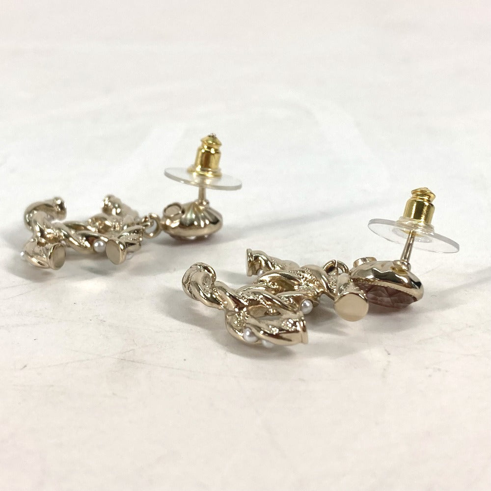 CHANEL Pierce ABB511 metal gold 23B CC COCO Mark Rhinestone Faux Pearl Women Used Authentic