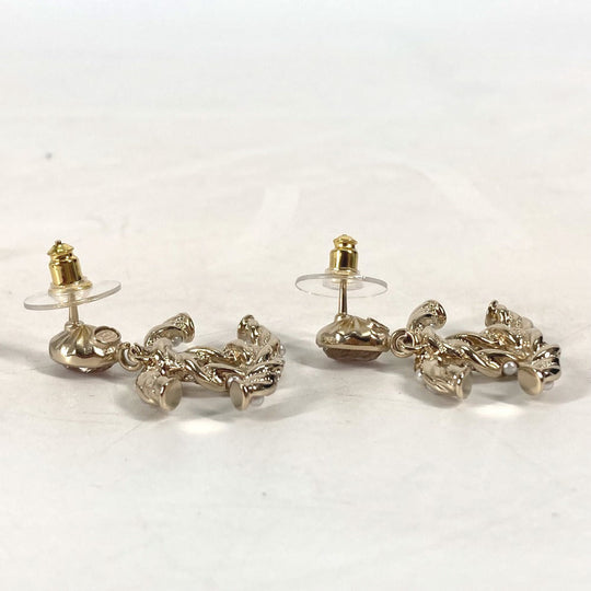 CHANEL Pierce ABB511 metal gold 23B CC COCO Mark Rhinestone Faux Pearl Women Used Authentic