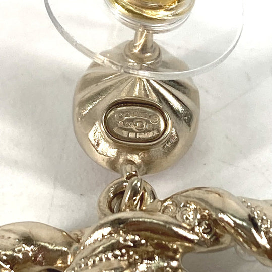 CHANEL Pierce ABB511 metal gold 23B CC COCO Mark Rhinestone Faux Pearl Women Used Authentic