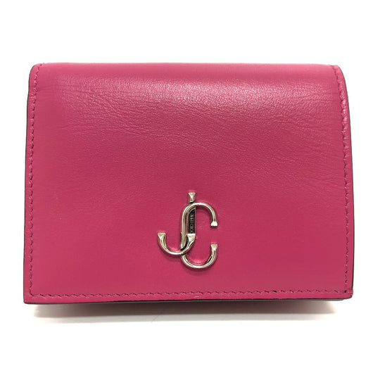 JIMMY CHOO Folded wallet 112274 leather pink HANNE Women Used Authentic